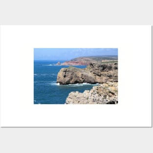 Atlantic Coastline at Cabo Sao Vicente, Portugal Posters and Art